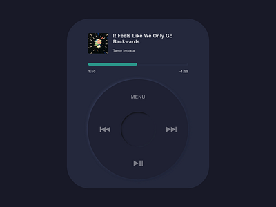 Apple Watch Meets Neumorphism x Retro iPod Shuffle Vibes app apple watch dark app dark mode dark neumorphism dark ui design minimal neumorphic neumorphism smartwatch ui uiux ux watch