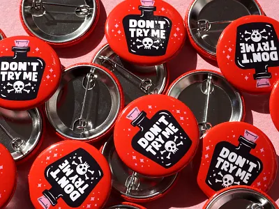 Poison Bottle Pins bottons handlettering illustration lettering magic merch design pin design pinback buttons pins poison poison bottle self promotion