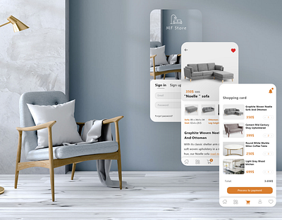 Furniture store mobile application | UI design app art design icon lettering logo minimal typography ui ux