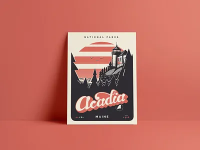 Acadia National Park handlettering illustration national park poster procreate retro travel travel poster