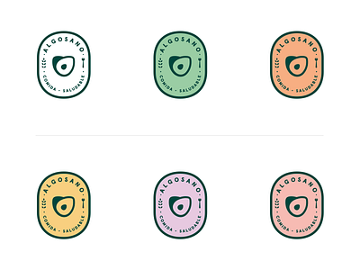 AlgoSano Badges algosano avocado badge branding design food green healthy hellohello illustration logo mark organic palta plant sano