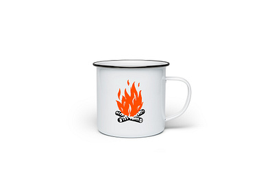 Campfire Mug branding branding design camp campfire camping fire illustration logo mug outdoors typography