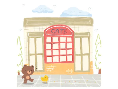 following you cafe cute cute animal cute art cute illustration digital art digital drawing doodle illustration kawaii kawaii art kawaii illustration