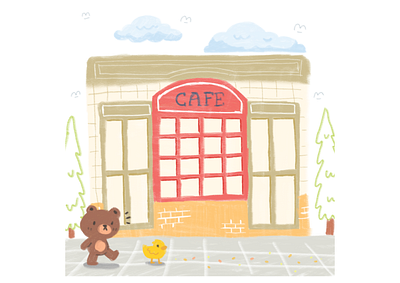 following you cafe cute cute animal cute art cute illustration digital art digital drawing doodle illustration kawaii kawaii art kawaii illustration