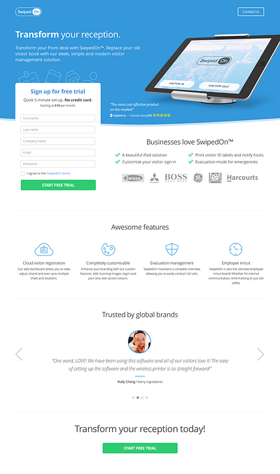 SwipedOn, New Zealand — 2017 landingpage mobile ui ux webdesign