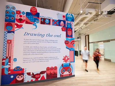 Owl Mural charley harper egg fish flower mural nest owl pattern twilio