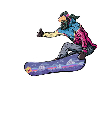 Dude is on board illustration procreate app snowboarding