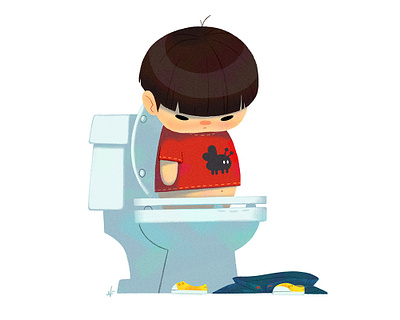 Baby Us: Toilet Boy baby boy character design humor illustration kids nolen lee potty potty training