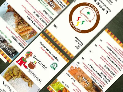 saveur senegal cook design editorial flyer design flyer traiteur food illustration logo menu menu design rice traiteur senegalais vector