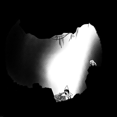 Treasure black and white cave digital art illustration illustrator light poem spooky treasure treasure chest treasure hunt treasures writing