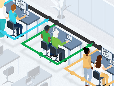 Code Merge branch circleci code develpment illustration isometric master office tech vector