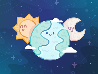 Happy Days character cute earth illustration illustrator kawaii planet space vector vicbell