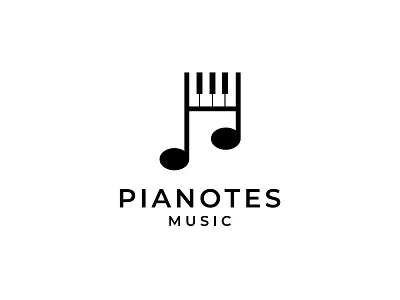 Pianotes Logo abstract brand branding clever company dual meaning identity keyboard lines logo mark music music notes notes piano play smart symbol