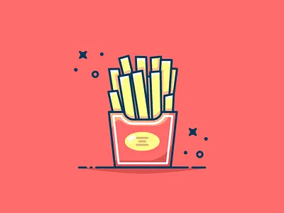Yummy Fried potatoes!! clear flat icon illustration red sticker vector