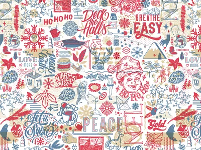 LRXD Holiday Paper christmas doodle hand done type handlettering holiday pattern typography vector
