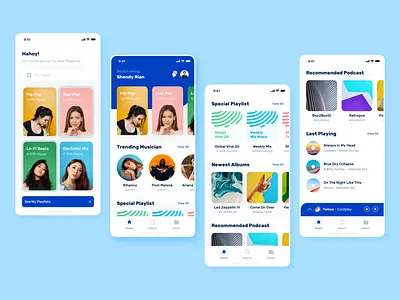 Myusic - Homescreen (Scroll) album artist dashboard flat header homepage homescreen illustration mail marketing music music app music player onboarding player playlist song ui ux website