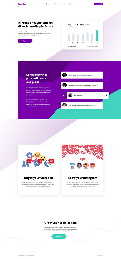 Social Media Management Brand Landing Page Design adobexd design illustration landing page design minimalist socialmedia ui webdesigner