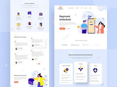 Currencycloud Landing Page - Redesign clean currencycloud financial fintech footer header illustration landingpage noansa payment review simple startup technology ui uidesign uiux ux web website