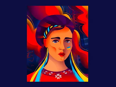 Ukrainian now fire girl illustration portrait procreate ukraine ukrainian war