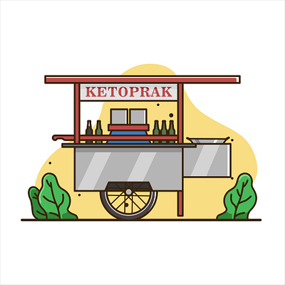 KETOPRAK 🍽️ cute flat foodcart gerobak illustration indonesian ketoprak vector