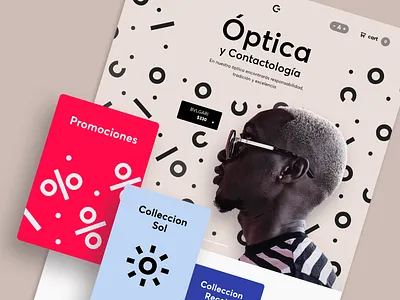 Optics Website abstract bold branding colorful concept design desktop entrepreneur flat landing page landingpage optics pattern shapes sleek typography ui ux web website