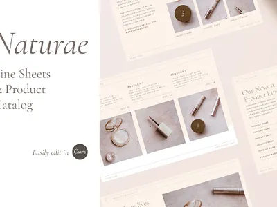 Naturae Wholesale Catalog beauty beauty brand canva canva template feminine indesign template line sheet template minimal minimalist modern natural wholesale wholesale catalog wholesale template