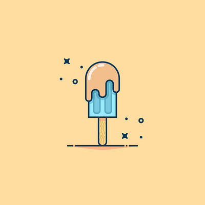 Ice cream with chocolate Background flat ice icon illustration logo sticker vector yellow