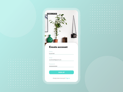 DAILY UI #1 — Sign Up account app app design dailyui decoration design interface signup ui