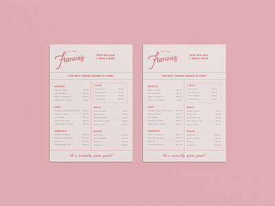 Francie's Cafe Menu Design 100 days of design cafe branding cafe menu logo vintage design