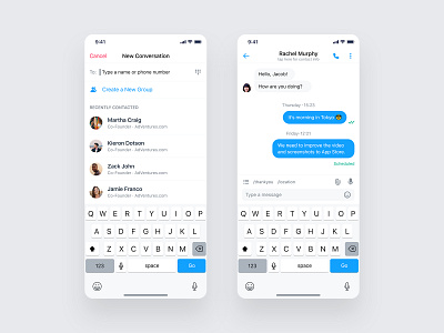 Messenger Conversation app automation business call chat chatbot contacts conversation design group ios message mobile phone product design ui ui design ux ux design uxdesign