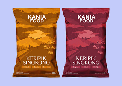 Kania Food branding casava chips chips design illustration packaging design pouch vector