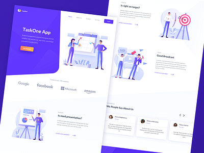 TaskOne Management App app design hero illustration illustration kit landing task task management task manager ui vector website