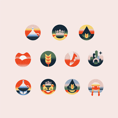 Wizard of OZ themed icons cape town. color communication editorial illustration gradient icons illustration logo south africa texture