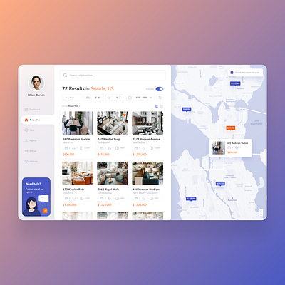 Real Estate Dashboard agent apartments app dashboard filter housing map property real estate room search ui