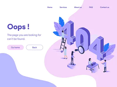 Daily UI #8 - 404 Page 404 404 page blue characterdesign dailyui dailyui 008 dailyuichallenge figmadesign illustration illustrator landing page modern design page not found pastel pastel colors pink purple ui ui design uidesign