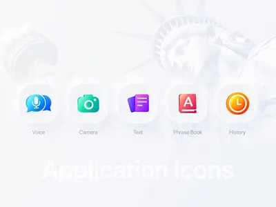 Translation_ Application Icons app color palette colors design icon icon set illustration logo neomorphism ui