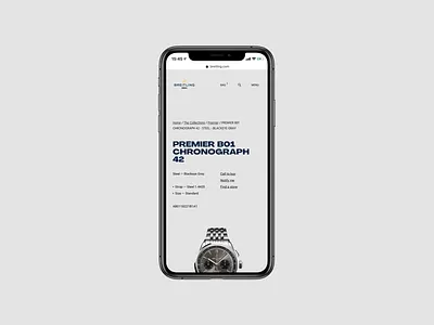 Breitling PDP - Mobile design ecommerce grid landing minimal mobile page pdp shop ui ux watch watches web website