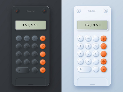 IOS Calculator Dark Light Mode black calculator calculator app calculator ui dark mode ios app design iphone lightmode mobile app mobile app design mobile design mobile ui numbers skeuomorphism white