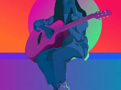 Playing Guitar aftereffects animation color creative design gif illustration illustrations motion motion graphic poster