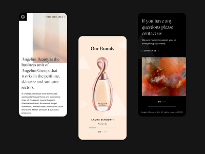 Angelini Beauty - Mobile Version design fragrance mobile mobile design typography ui web website