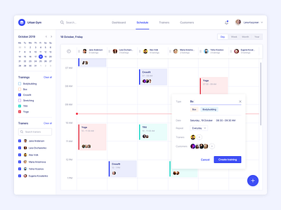 Fitness admin panel admin panel agilie calendar clean dashboard interface schedule sport ui ux web