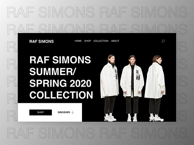 RAF SIMONS - Concept V2 aesthetic branding clean clean design design flat interaction interfacedesign smooth ui ux webdesign