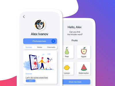 Learning language app app appdesign apple application communication concept figma fruit ios language learn lemon mobile pear ui uiux ux watermelon web webdesign