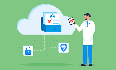 HIPAA compliant cloud storage adobe banner design blog post cloud storage doctor flat illustration hipaa illustrator jotform