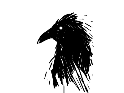 Black crow head bird black crow hand drawn illustration raven