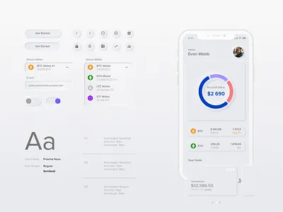 Neumorphic UI Kit bitcoin clean design clean ui concept crypto crypto wallet dashboard ui data design trends finance financial app minimalism mobile app neumorphic neumorphism trading ui ui kit ux wallet