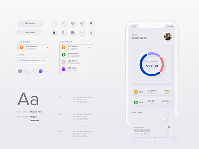 Neumorphic UI Kit bitcoin clean design clean ui concept crypto crypto wallet dashboard ui data design trends finance financial app minimalism mobile app neumorphic neumorphism trading ui ui kit ux wallet