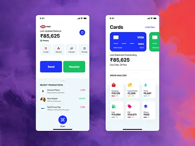 Free UI Kit for Payment Wallet App cards payment spend analyzer transactions wallet app