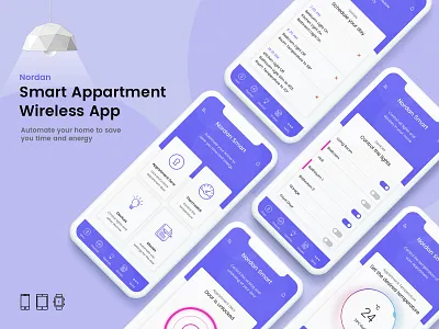 Smart Appartment Wireless App apartment app appdesign application appui home lights mobile phone purple smart ui uidesign uiux ux uxdesign