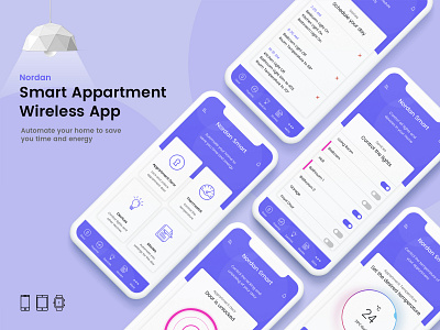 Smart Appartment Wireless App apartment app appdesign application appui home lights mobile phone purple smart ui uidesign uiux ux uxdesign